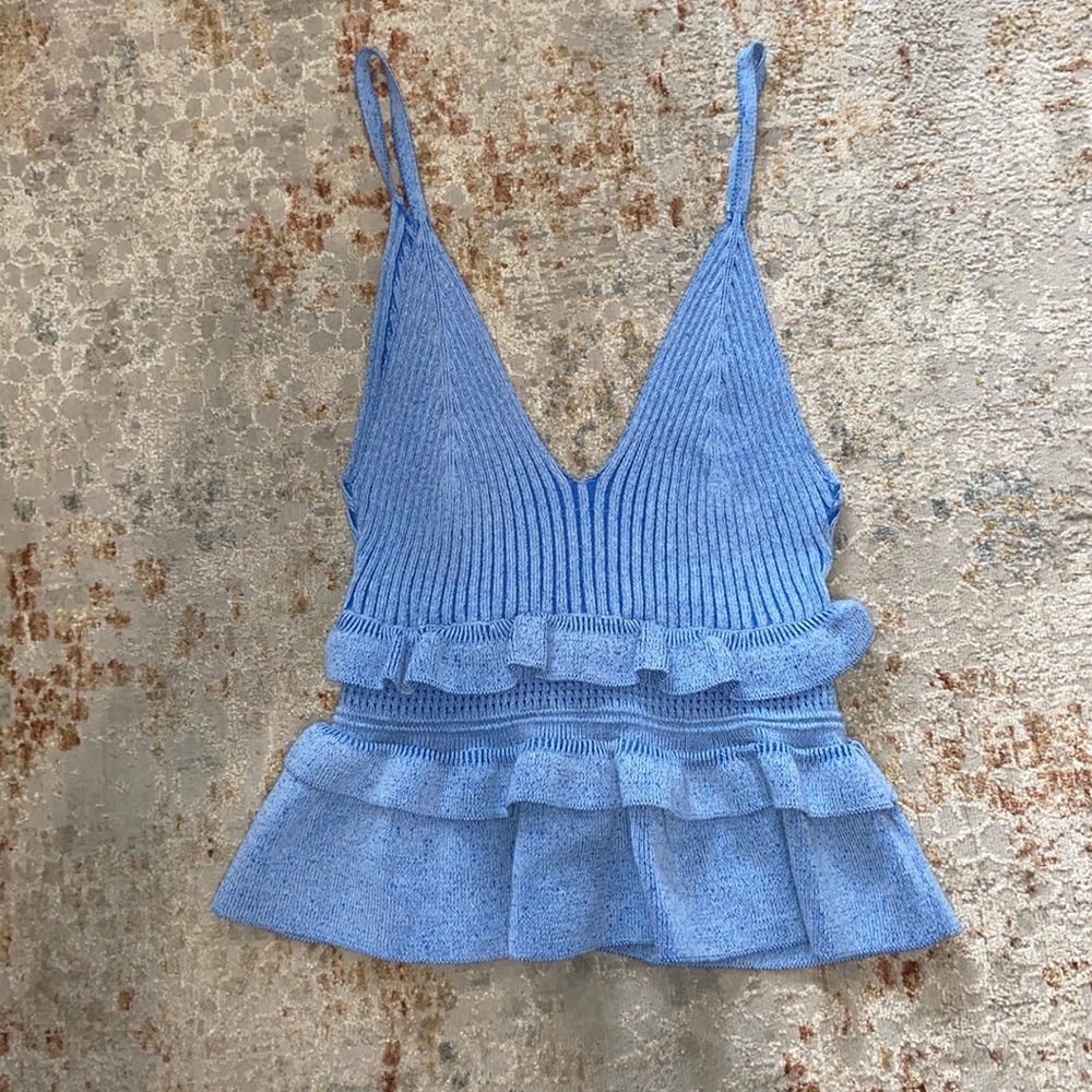BCBG Generation small blue ruffled tank top